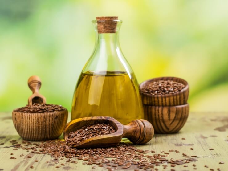 Olio di semi di lino e semi di lino crudi